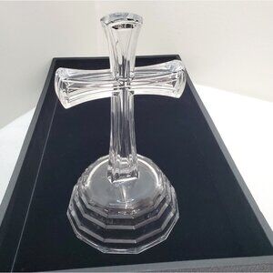 7” Vintage Deplomb Leaded USA Crystal Glass Cross Statue Figurine Christian